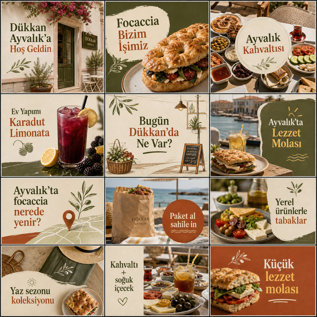 Dükkan Ayvalık için 12 gönderilik Instagram grid ön izlemesi